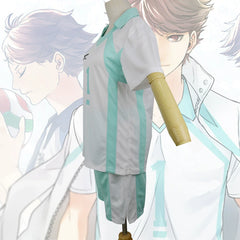 Oikawa Tooru Haikyuu Volleyball-Trikot Cosplay Kostuem Damen Weiß Türkis