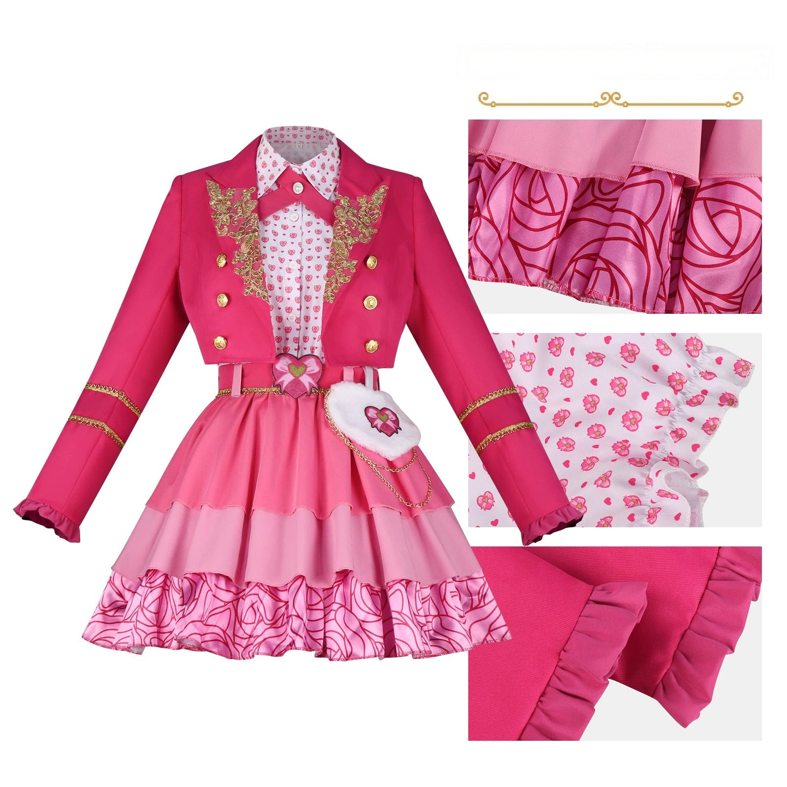 Chloe Charming Descendants Blau-Weisses Kleid Set Cosplay Kostuem Damen