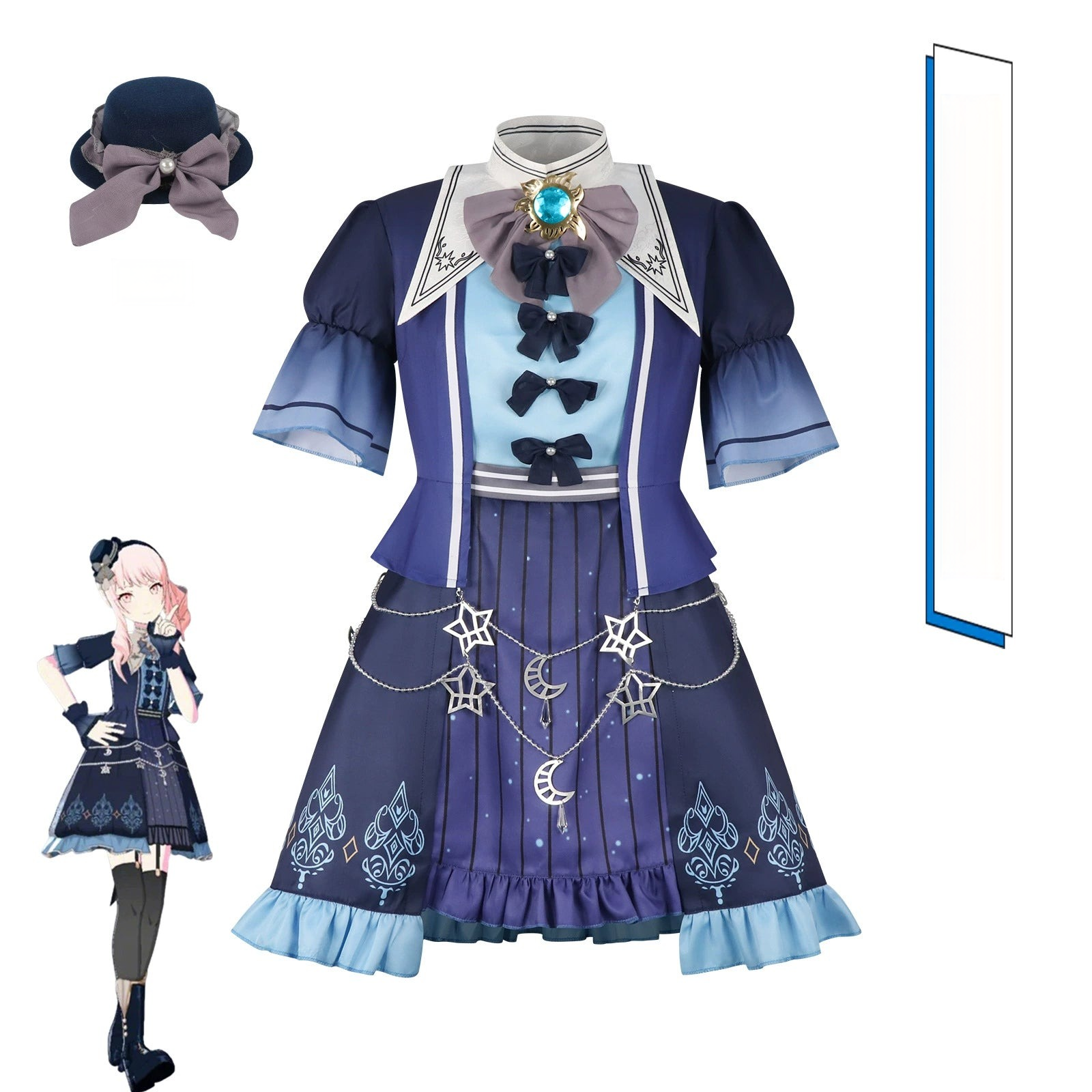 Akiyama Mizuki Project Sekai Bühnen-Kleid Cosplay Kostuem Damen Rosa Blau