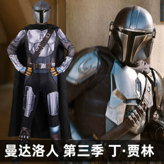 Din Djarin Star Wars Mandalorian Ruestung Cosplay Kostuem Damen Schwarz Silber