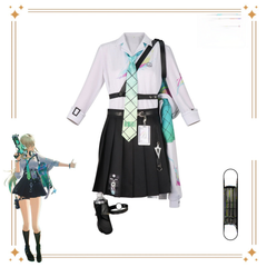 Wuthering Waves Schuluniform Cosplay Kostuem Damen Weiß Schwarz