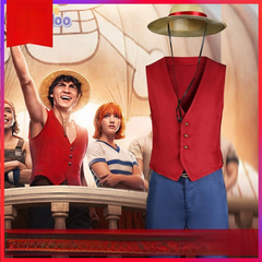 Luffy One Piece Outfit-Set Cosplay Kostuem Damen Rot