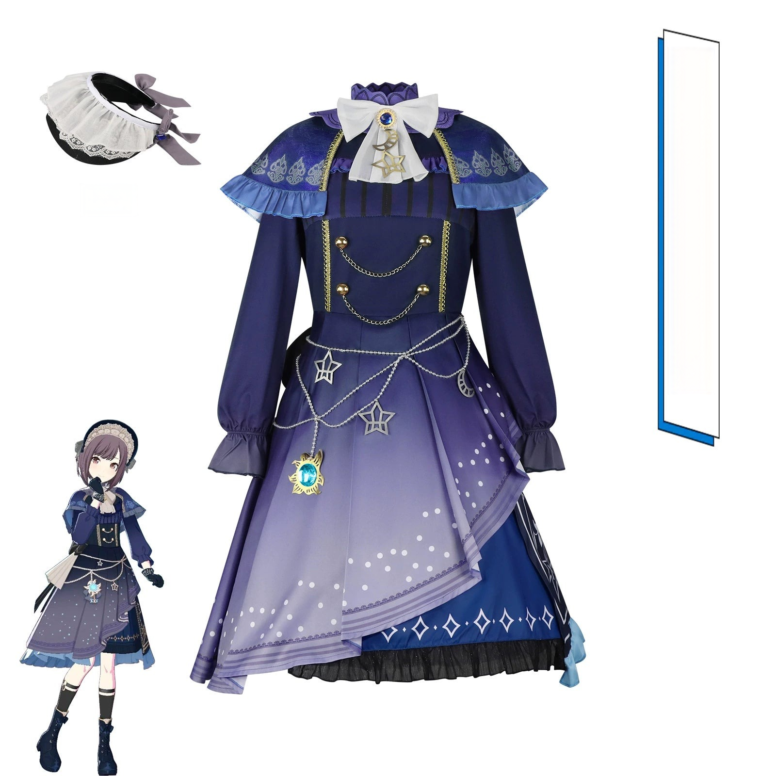 Shinonome Ena Project Sekai Bühnen-Kleid Cosplay Kostuem Damen Blau Lila