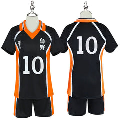 Shoyo Hinata Haikyuu Volleyball-Set Cosplay Kostuem Damen Schwarz Orange