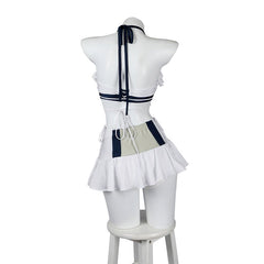 Tifa Lockhart FF7 Sommer Outfit Cosplay Kostuem Damen Weiss Blau