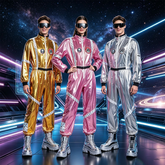 Hippie 70s Space-Kostüm – Disco-Verkleidung für Party, UNISEX