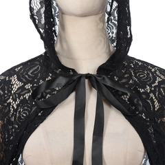 Spitze-Kapuzenumhang – Gothic Cape mit Häkelspitze, Einheitsgröße