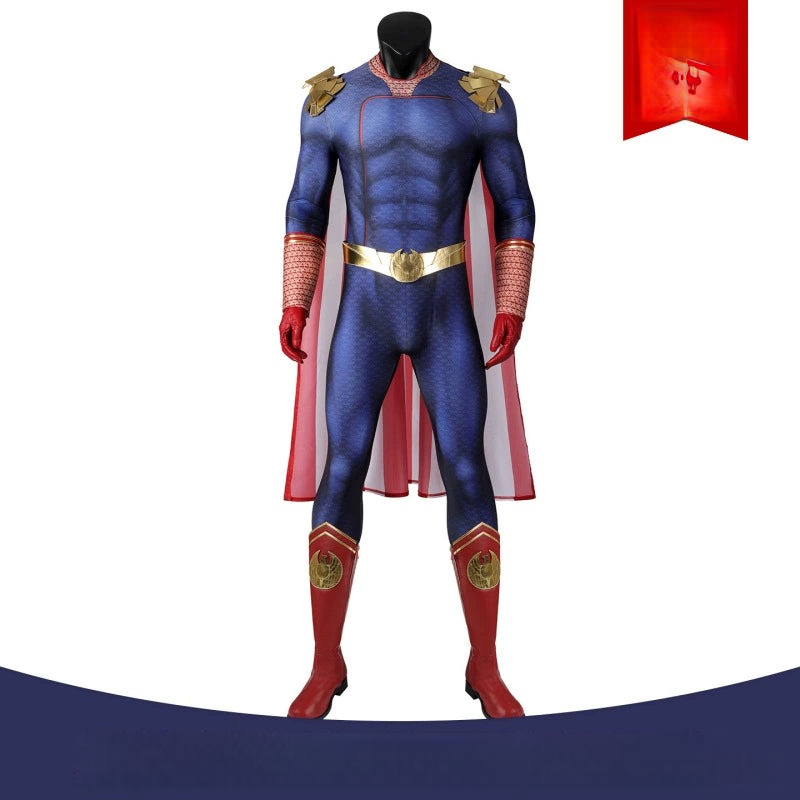 Homelander The Boys Anzug Cosplay Kostuem Damen Blau Rot Gold