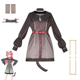 Akiyama Mizuki Project Sekai Katzen-Kleid Cosplay Kostuem Damen Grau