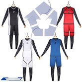 Yoichi Isagi Blue Lock Trikot-Set Cosplay Kostuem Damen Blau Weiß