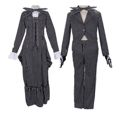 Jack Skellington The Nightmare Before Christmas Skeleton-Overall-Set Cosplay Kostuem Damen