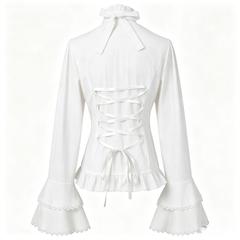 Französische Bluse – Lolita-Stehkragen mit Volants, DAMEN