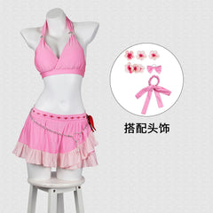 Game FF7 Final Fantasy 7: Rebirth Aerith Gainsborough Cosplay Costume Pink Swimsuit Female
