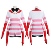 Hazbin Hotel Angel Dust Cosplay Costume Full Red and White Striped Dress