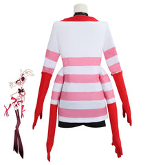 Hazbin Hotel Angel Dust Cosplay Costume Full Red and White Striped Dress
