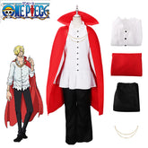 One Piece Sanji Cosplay Costume Red Cape Suit