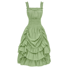 Ärmelloses Volantkleid – viktorianisches Midikleid für Mittelalter-Fest, DAMEN