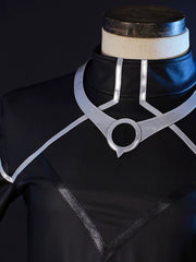 Ezreal League of Legends Buehnen-Outfit Cosplay Kostuem Damen Schwarz Gold