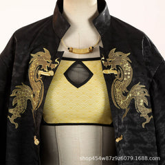 Lan Meng Naraka Bladepoint Kriegsgewand Cosplay Kostuem Damen Schwarz Gold