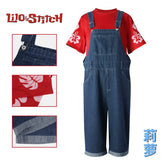 Stitch Cowgirl Lilo & Stitch Denim Latzhose Set Cosplay Kostuem Damen