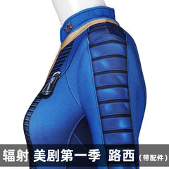 Lucy Fallout Vault Jumpsuit Cosplay Kostuem Damen Blau Beige