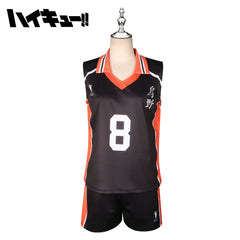 Shimizu Kiyoko Haikyuu Volleyball-Outfit Cosplay Kostuem Damen Schwarz Orange