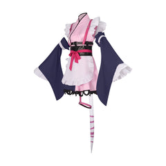 Noi Kaguya Maid-Kimono Cosplay Kostuem Damen Rosa Lila