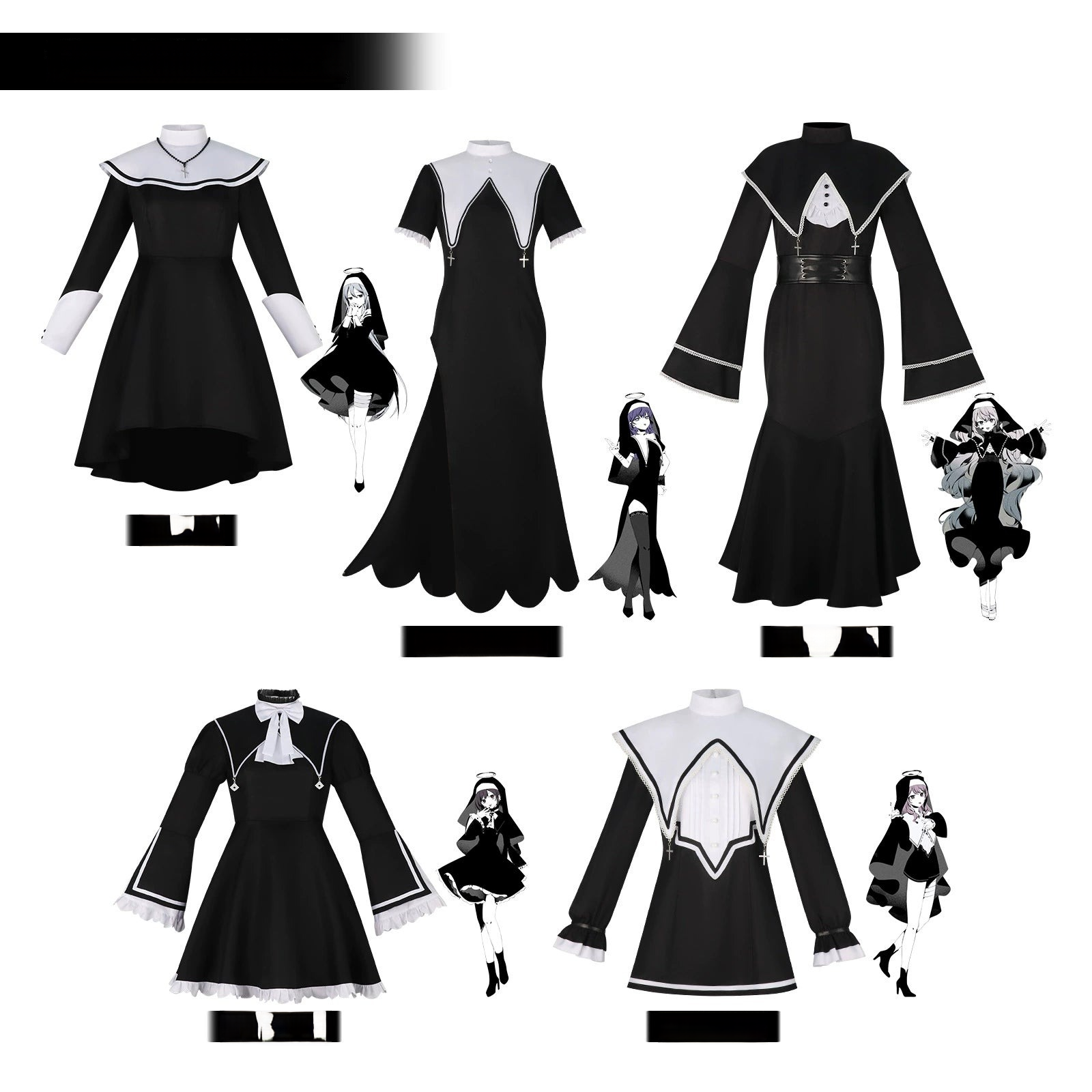 Shiomi Nono Project Sekai Nonnen-Kleid Cosplay Kostuem Damen Schwarz