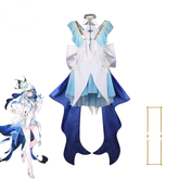 Shorekeeper Wuthering Waves Außergewöhnliches Kleid Cosplay Kostuem Damen Weiß Blau