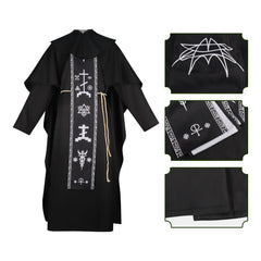 Dark Priest Halloween & Mittelalter Schwarze Kutte Cosplay Kostuem Damen