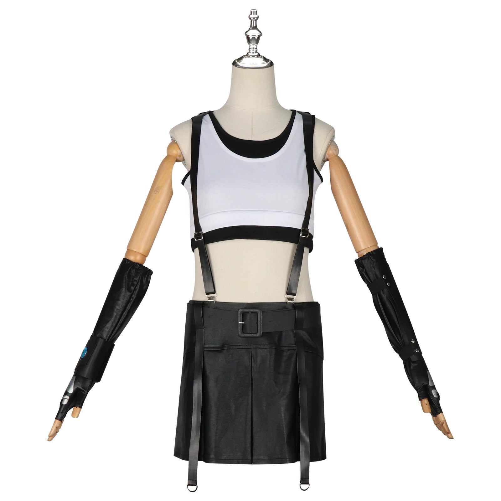 Tifa Lockhart Final Fantasy Schwarzes Kampf-Set Cosplay Kostuem Damen