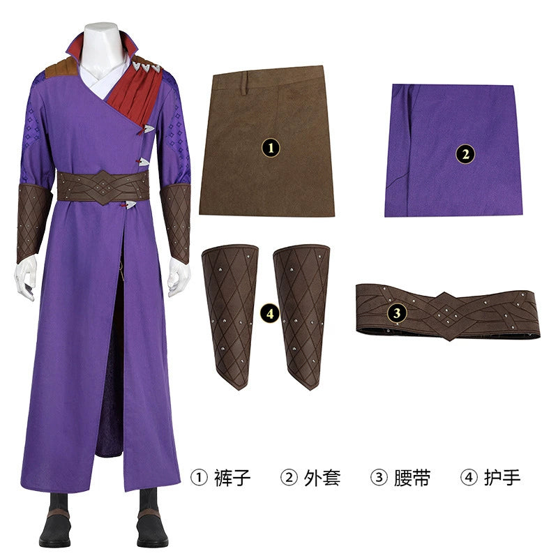Gale Baldurs Gate 3 Magierrobe Cosplay Kostuem Damen Lila Braun