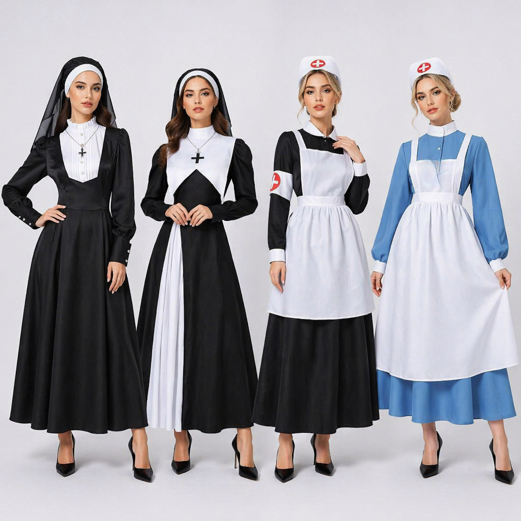 Nonnen & Schwester-Kollektion – Habit und Krankenschwester-Kleid für Theater, DAMEN