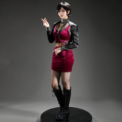 Ada Wong Resident Evil Kleid Cosplay Kostuem Damen Rot Schwarz