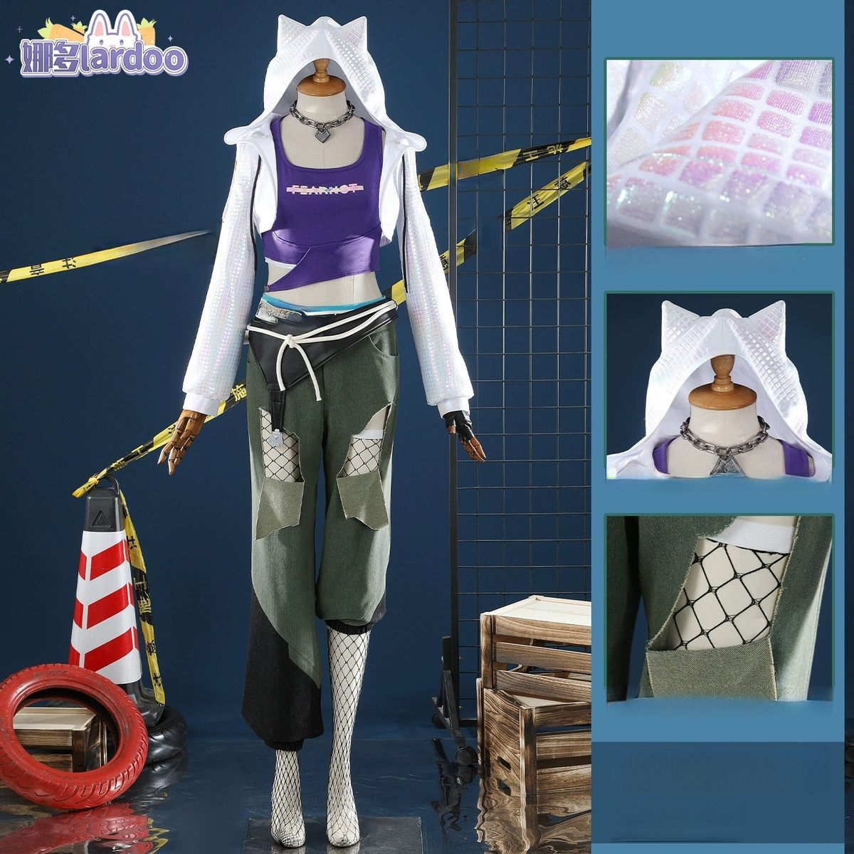 Ashe Overwatch Hoodie Kostuem Cosplay Damen Weiss Gruen