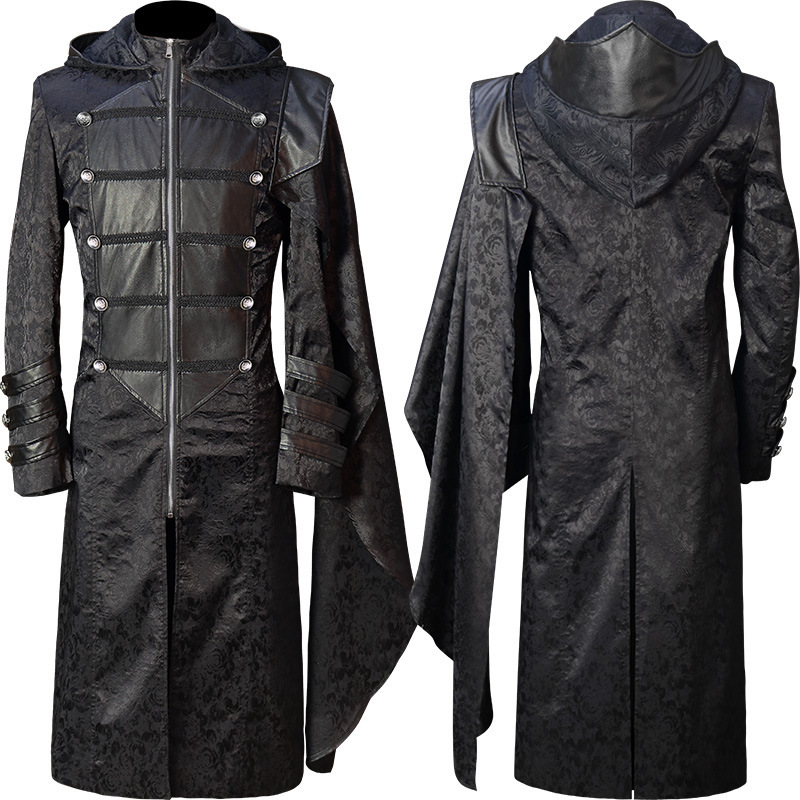 Steampunk Lederumhang – Militär-Cape mit Stehkragen für Halloween, HERREN