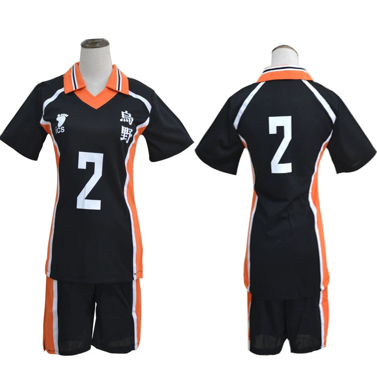Shoyo Hinata Haikyuu Volleyball-Set Cosplay Kostuem Damen Schwarz Orange
