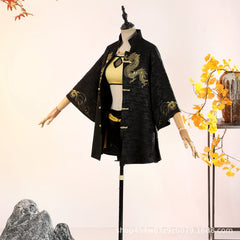 Lan Meng Naraka Bladepoint Kriegsgewand Cosplay Kostuem Damen Schwarz Gold