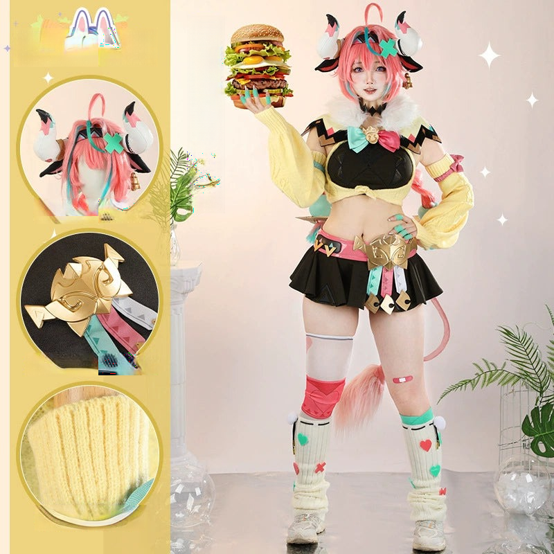Varesa Genshin Impact Anzug Cosplay Kostuem Damen Gelb Schwarz