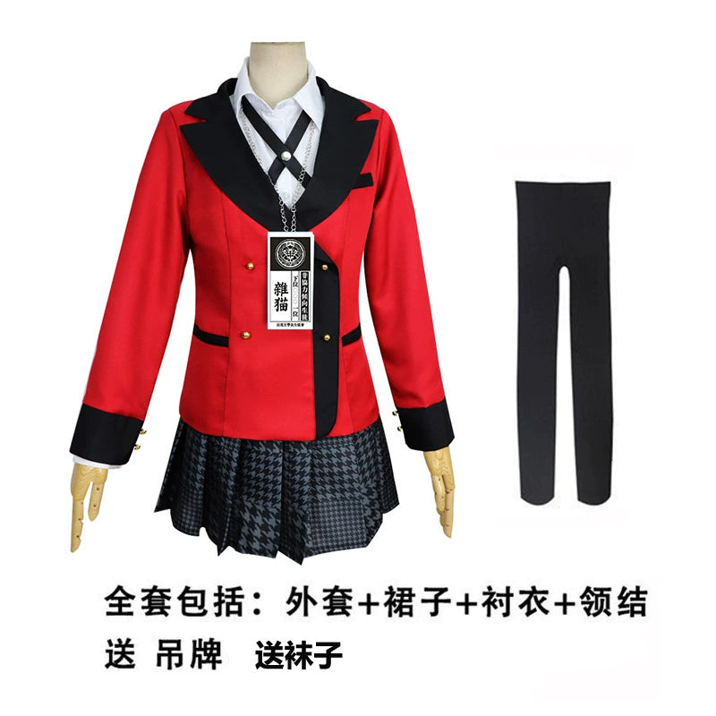 Yumeko Jabami Kakegurui Rote Schuluniform Cosplay Kostuem Damen
