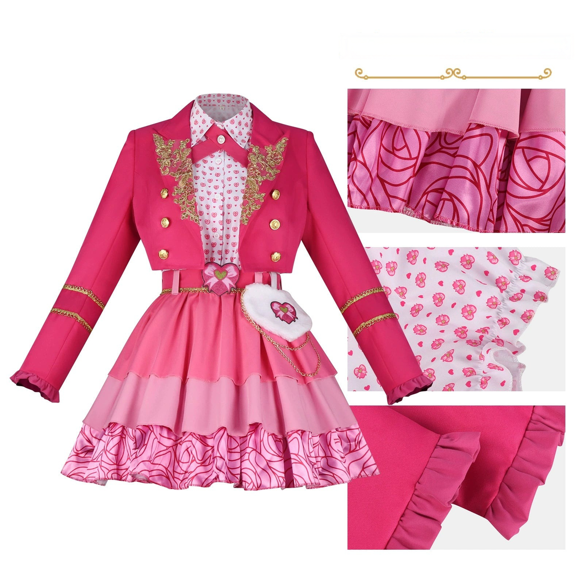 Chloe Charming Descendants Blau-Weisses Kleid Set Cosplay Kostuem Damen