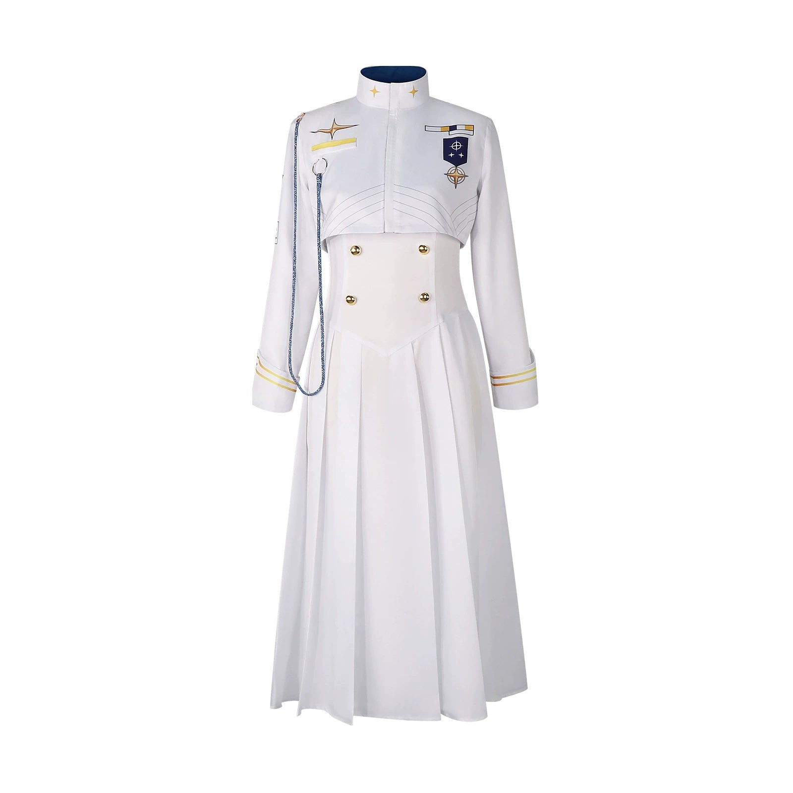 Blue Archive Schülerpräsidentin Präsidenten-Kleid Cosplay Kostuem Damen Weiß Gold