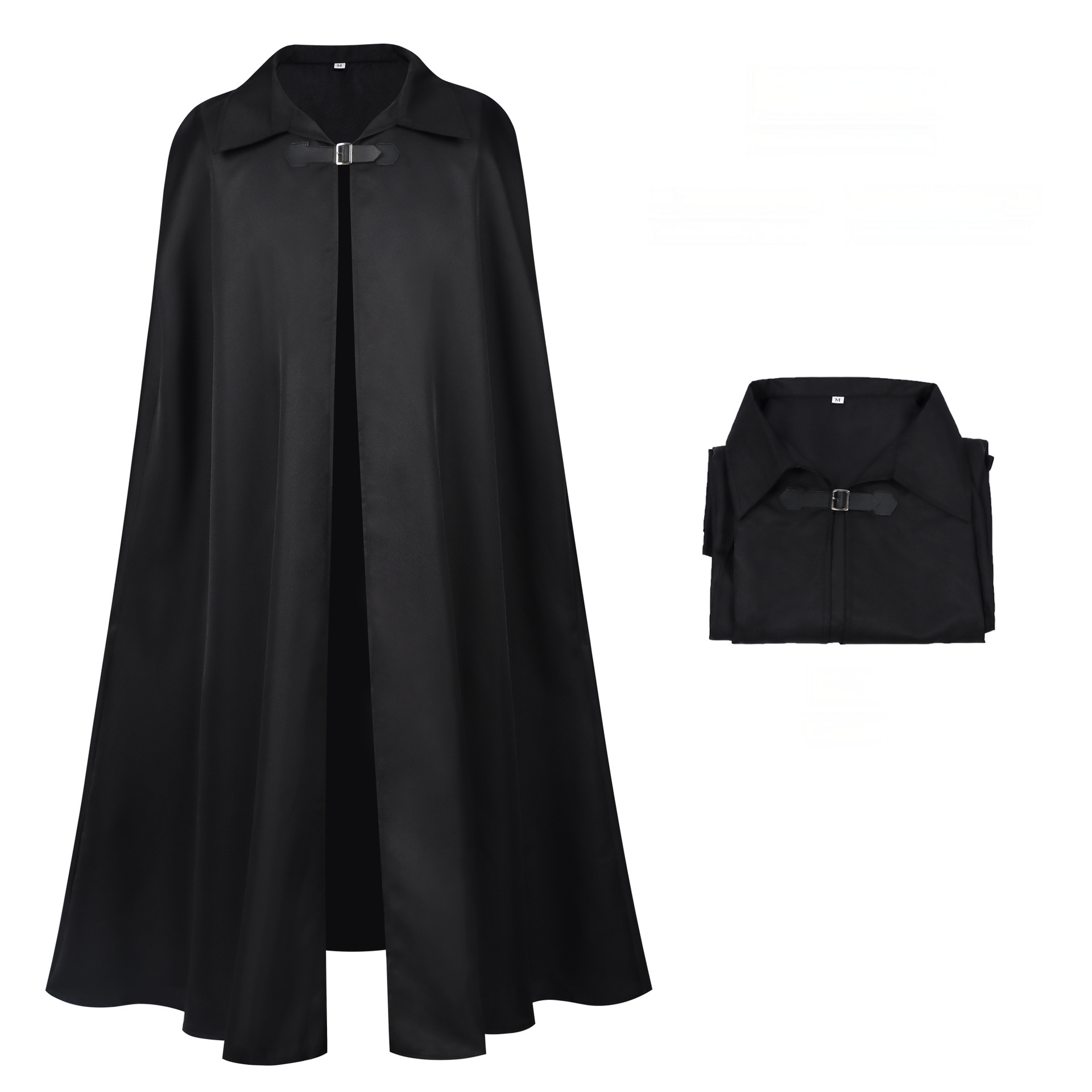 Gothic-Ranger Umhang – langer dunkler Cape mit Umlegekragen für Mittelalter & Halloween