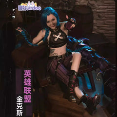 Jinx League of Legends Outfit Cosplay Kostuem Damen Lila