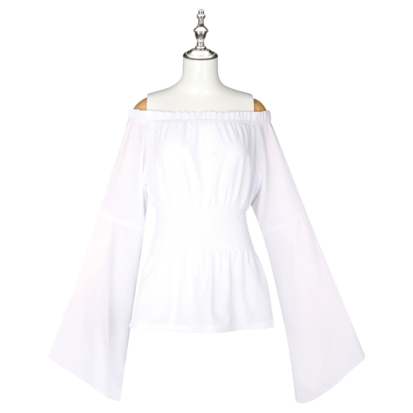 Renaissance Pirate Halloween & Mittelalter Weisse Bluse mit Hose Cosplay Kostuem Damen