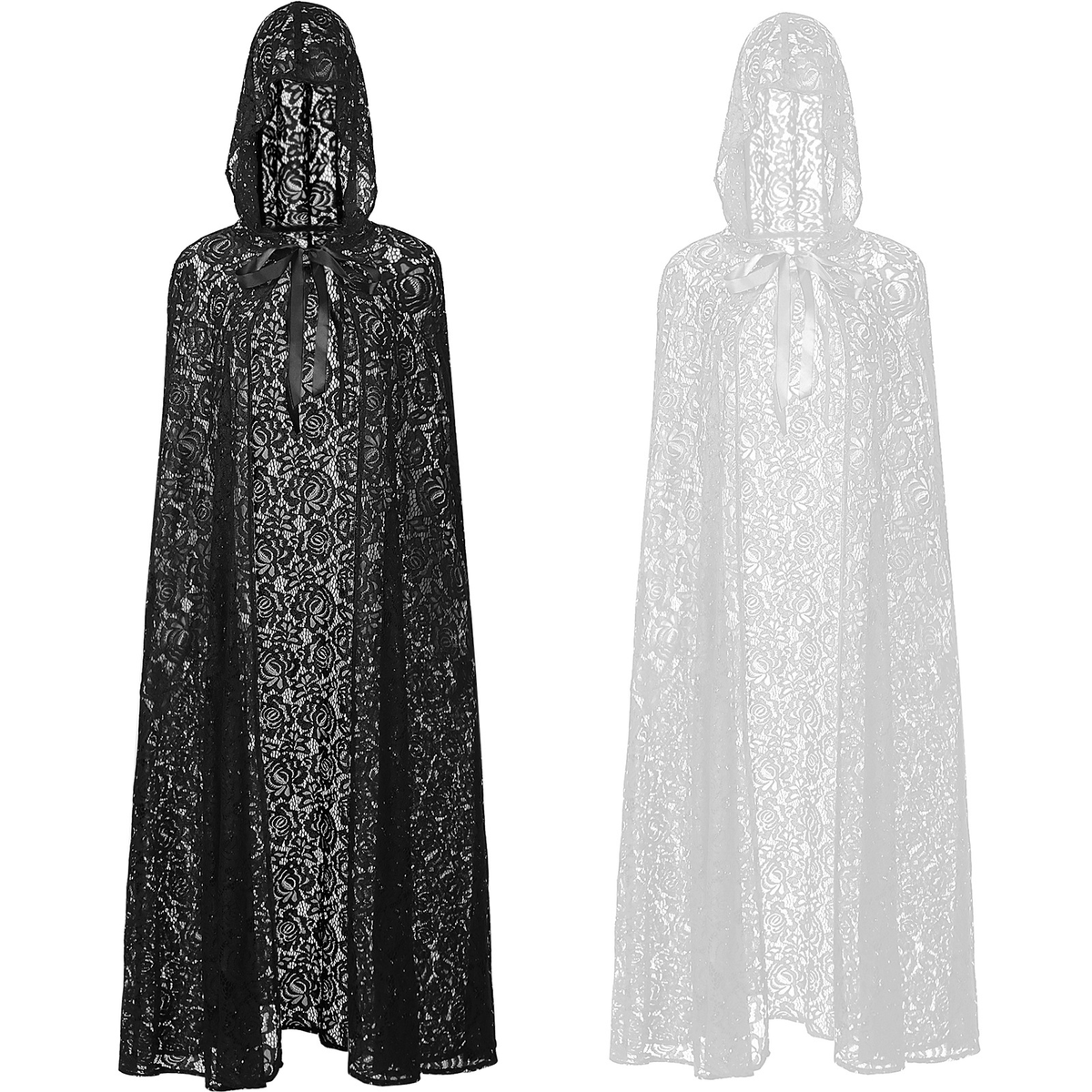 Spitze-Kapuzenumhang – Gothic Cape mit Häkelspitze, Einheitsgröße