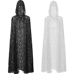 Spitze-Kapuzenumhang – Gothic Cape mit Häkelspitze, Einheitsgröße