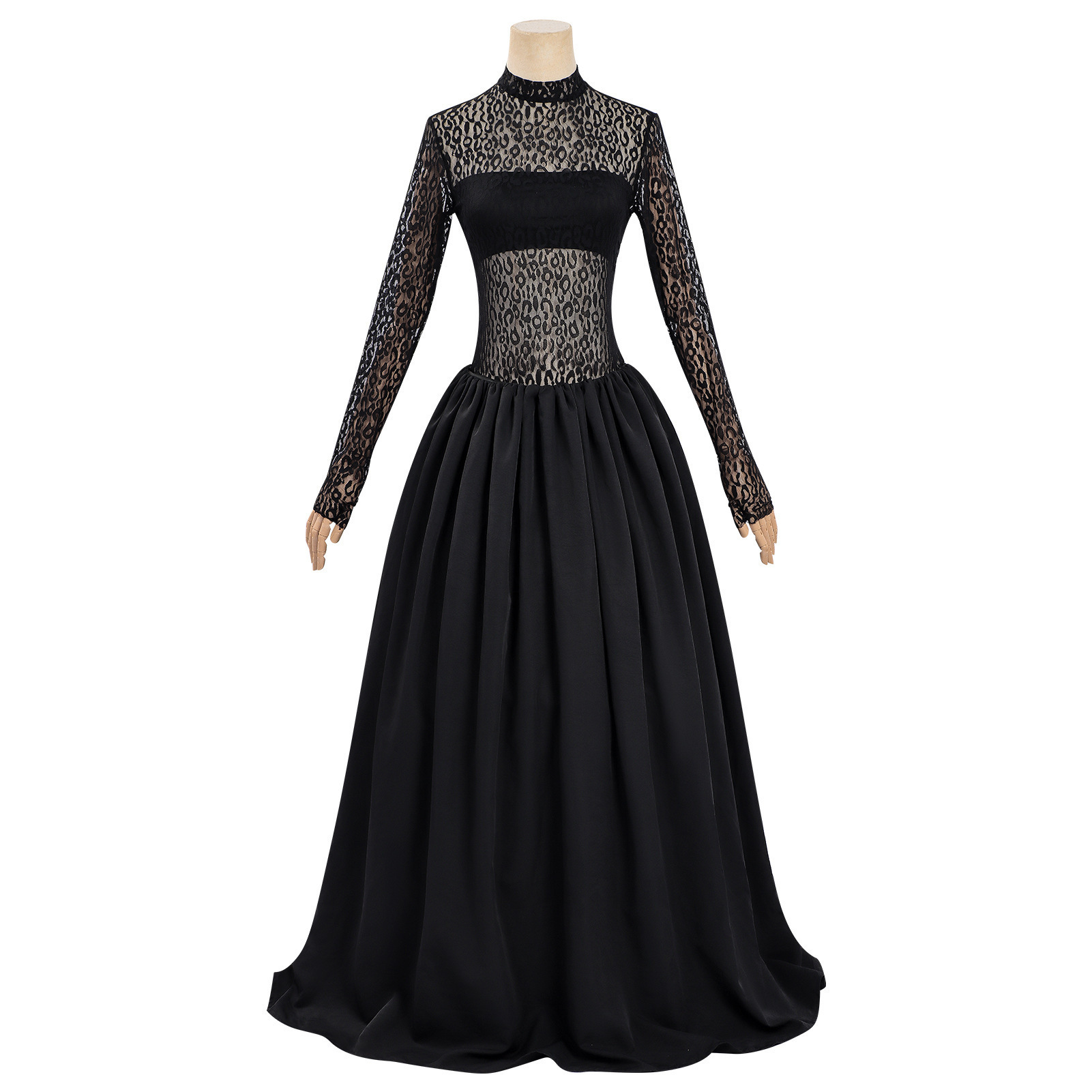 Empire Abendkleid – schwarzes Spitzenkleid mit Puffärmeln, DAMEN