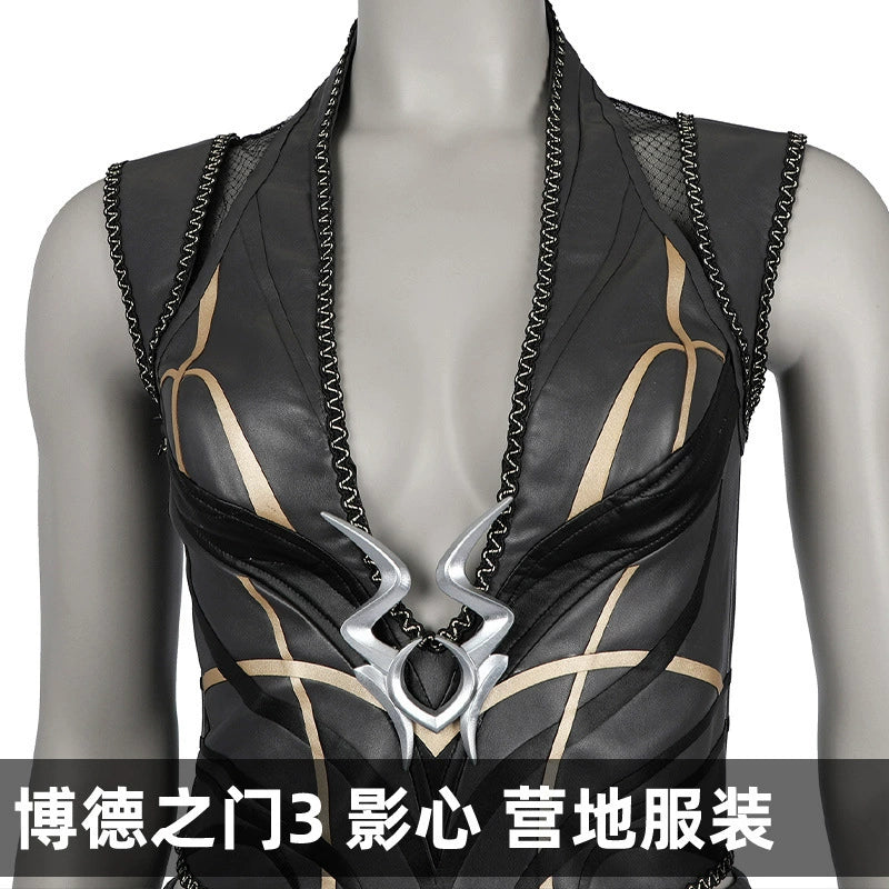Shadowheart Baldurs Gate 3 Outfit Cosplay Kostuem Damen Schwarz Gold