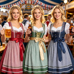 Dirndl kariert – bayerisches Maid-Kleid für Oktoberfest, DAMEN
